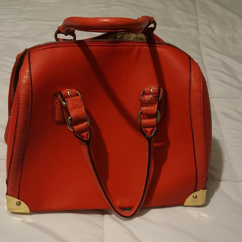 Bright orange satchel purse